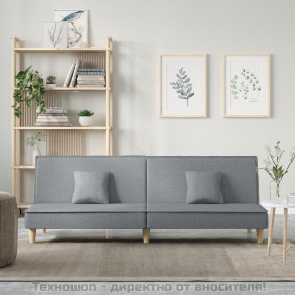 Разтегателно канапе, светлосиво, плат