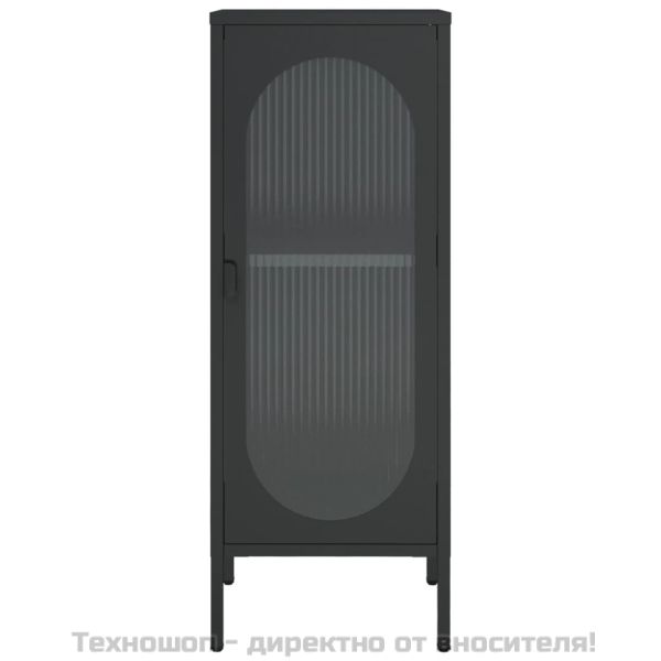 Сайдборд, черен, 40x35x105 см, стъкло и стомана