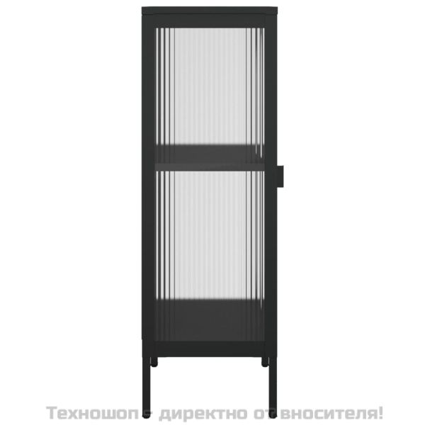 Сайдборд, черен, 40x35x105 см, стъкло и стомана