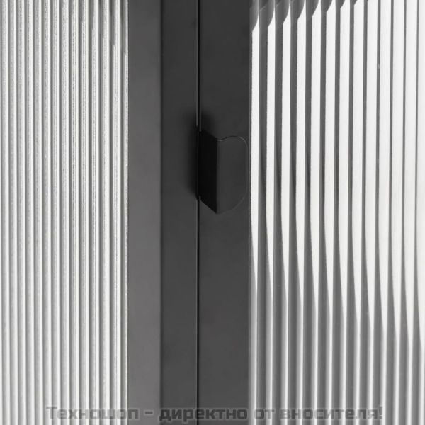 Сайдборд, черен, 40x35x105 см, стъкло и стомана