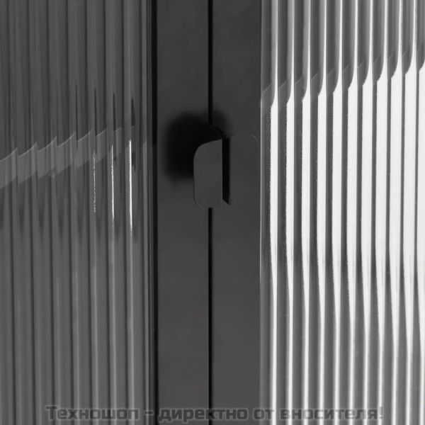 Сайдборд, черен, 75x35x105 см, стъкло и стомана