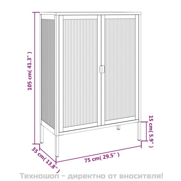 Сайдборд, черен, 75x35x105 см, стъкло и стомана