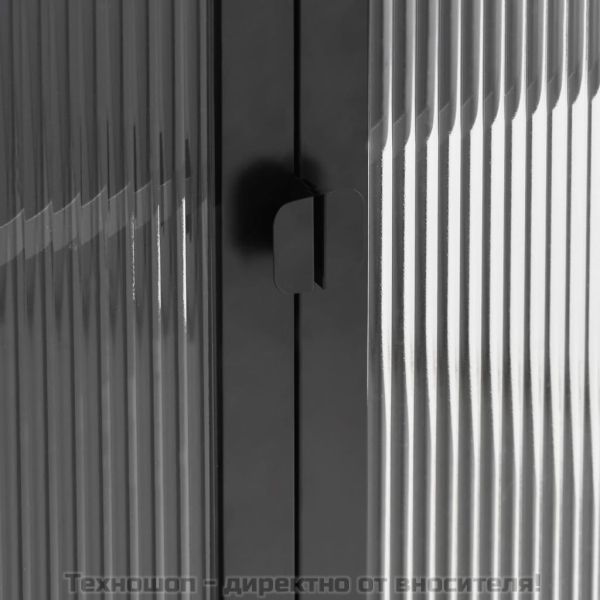 Висок шкаф, черен, 85x40x180 см, стъкло и стомана