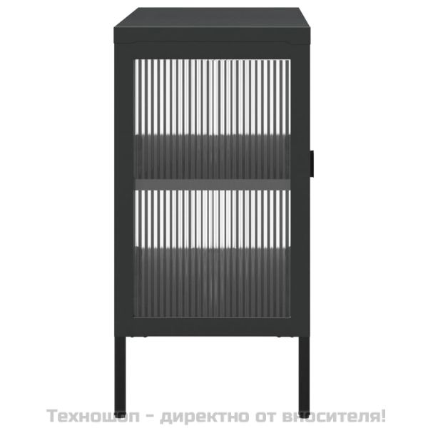 Сайдборд, черен, 105x35x70 см, стъкло и стомана