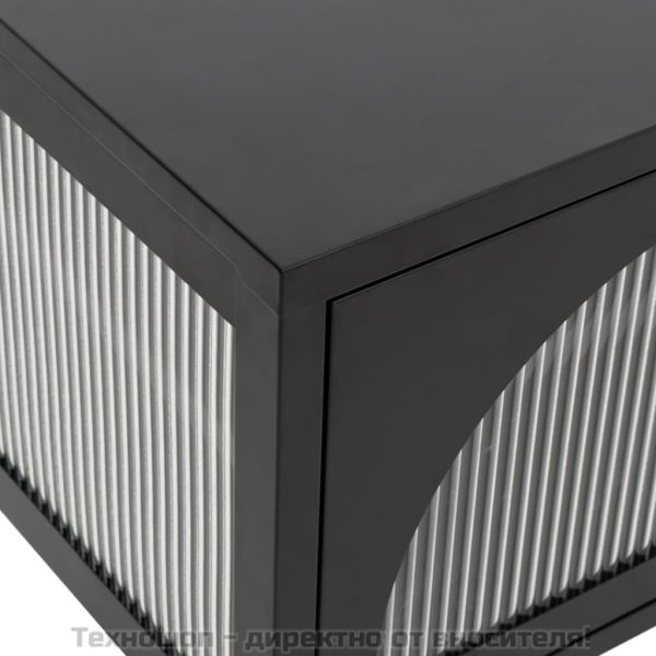 ТВ шкаф, черен, 105x35x50 см, стъкло и стомана