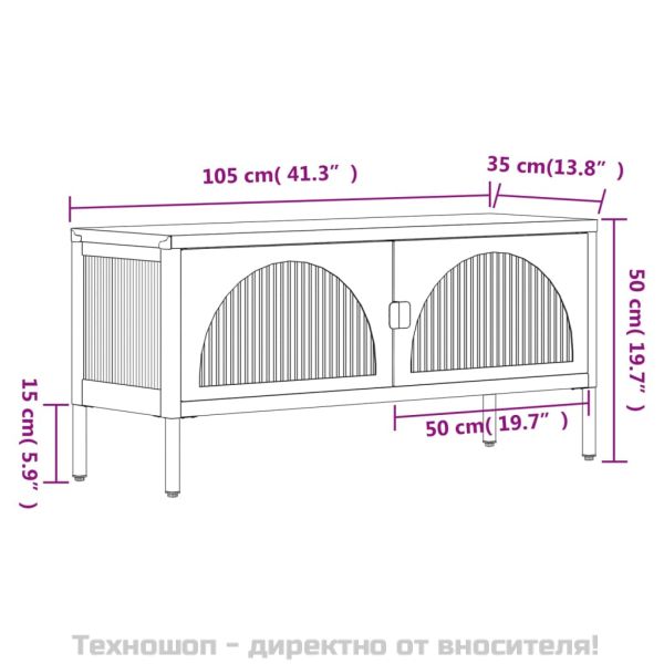 ТВ шкаф, черен, 105x35x50 см, стъкло и стомана