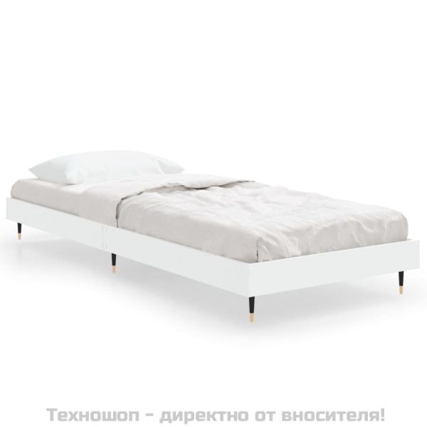 Рамка за легло, бяла, 75x190 см, инженерно дърво