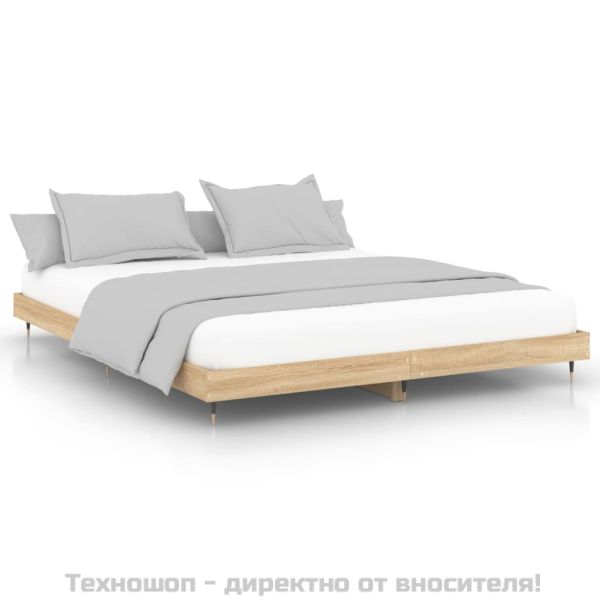 Рамка за легло, дъб сонома, 200x200 см, масивно дърво