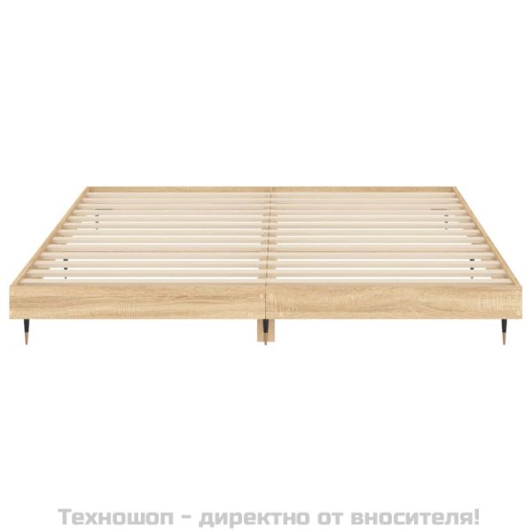 Рамка за легло, дъб сонома, 200x200 см, масивно дърво