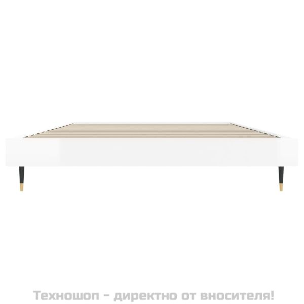 Рамка за легло, бял гланц, 90x190 см, инженерно дърво