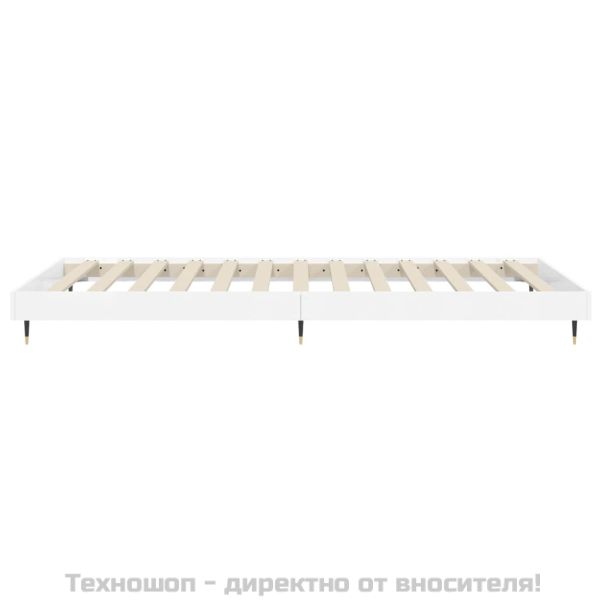 Рамка за легло, бял гланц, 90x190 см, инженерно дърво