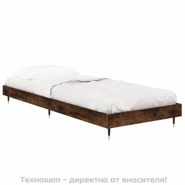 Рамка за легло без матрак опушен дъб 75x190 см инженерно дърво