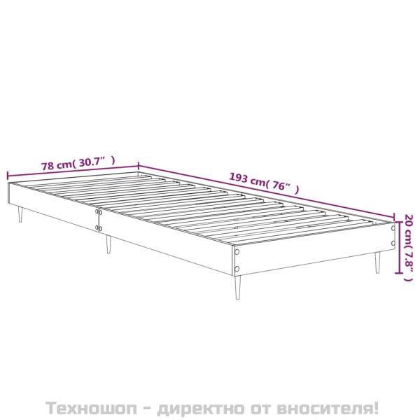 Рамка за легло без матрак опушен дъб 75x190 см инженерно дърво