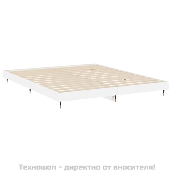 Рамка за легло, бял гланц, 200x200 см, инженерно дърво