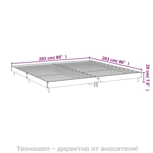 Рамка за легло, бял гланц, 200x200 см, инженерно дърво