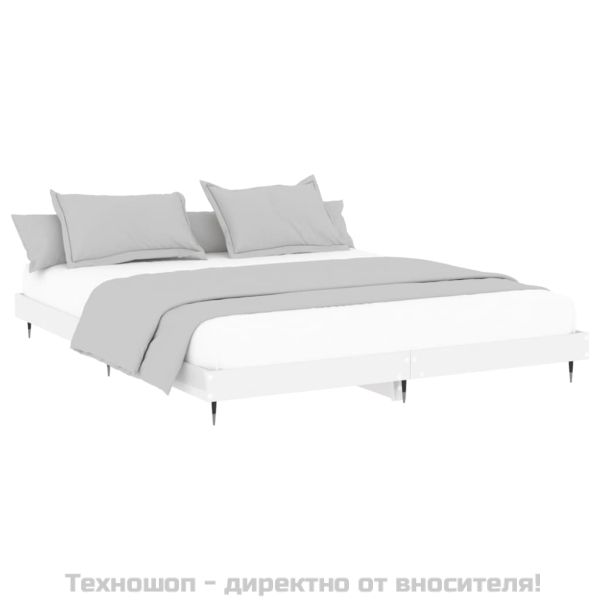 Рамка за легло, бял гланц, 140x200 см, инженерно дърво