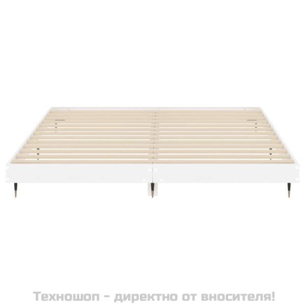Рамка за легло, бял гланц, 140x200 см, инженерно дърво