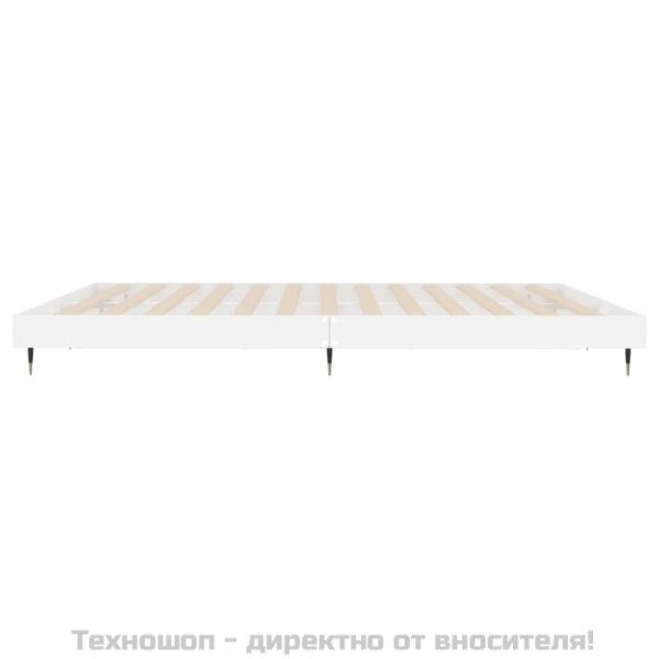 Рамка за легло, бял гланц, 140x200 см, инженерно дърво