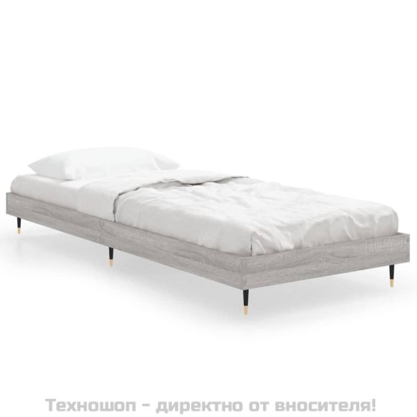 Рамка за легло, сив сонома, 75x190 см, инженерно дърво