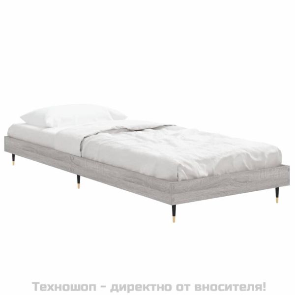 Рамка за легло, сив сонома, 75x190 см, инженерно дърво