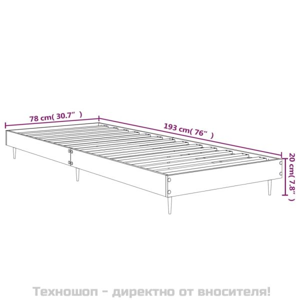 Рамка за легло, сив сонома, 75x190 см, инженерно дърво