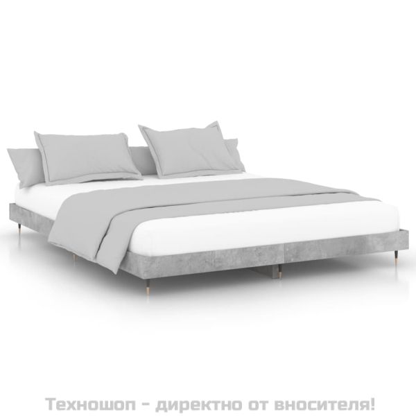Рамка за легло, бетонно сиво, 200x200 см, инженерно дърво