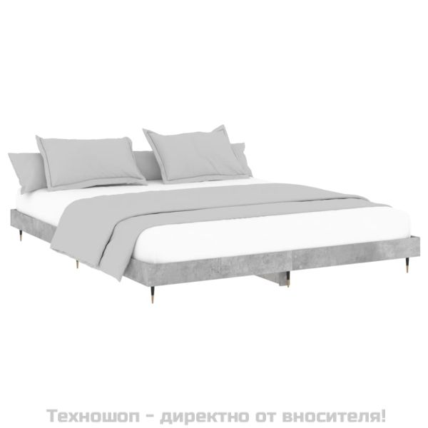 Рамка за легло, бетонно сиво, 200x200 см, инженерно дърво