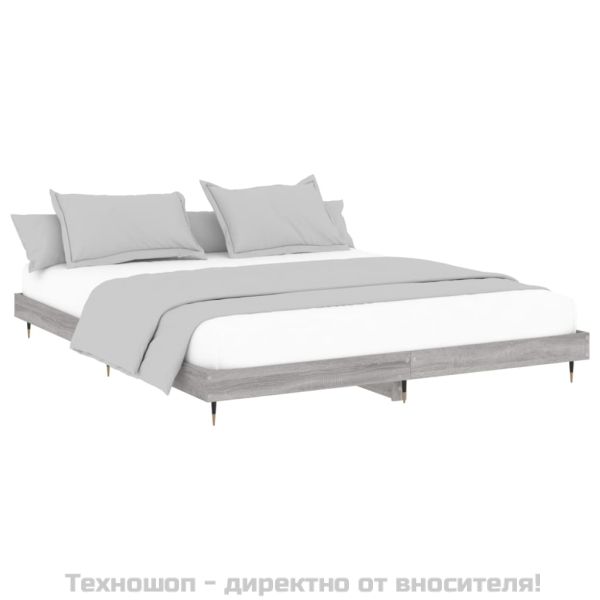 Рамка за легло, сив сонома, 200x200 см, инженерно дърво