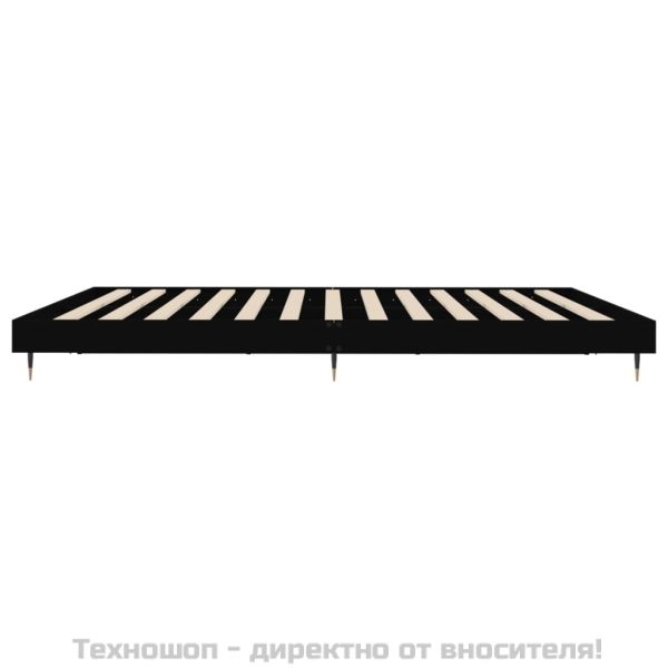 Рамка за легло, черна, 200x200 см, инженерно дърво