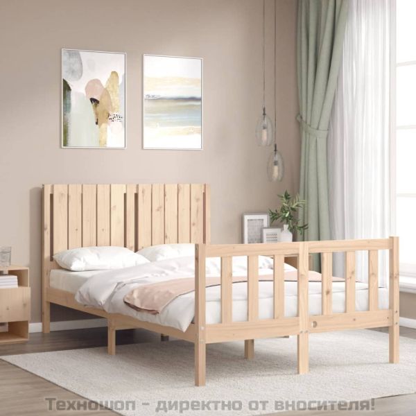 Рамка за легло с табла Small Double масивна дървесина