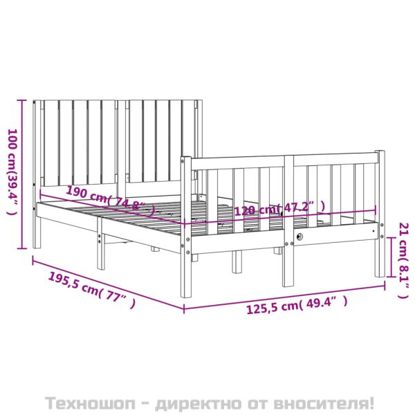 Рамка за легло с табла Small Double масивна дървесина