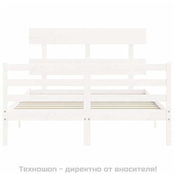 Рамка за легло с табла, бяла, 120х200 см, масивно дърво