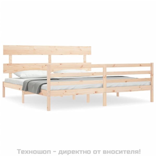 Рамка за легло с табла, 200x200 см, дърво масив