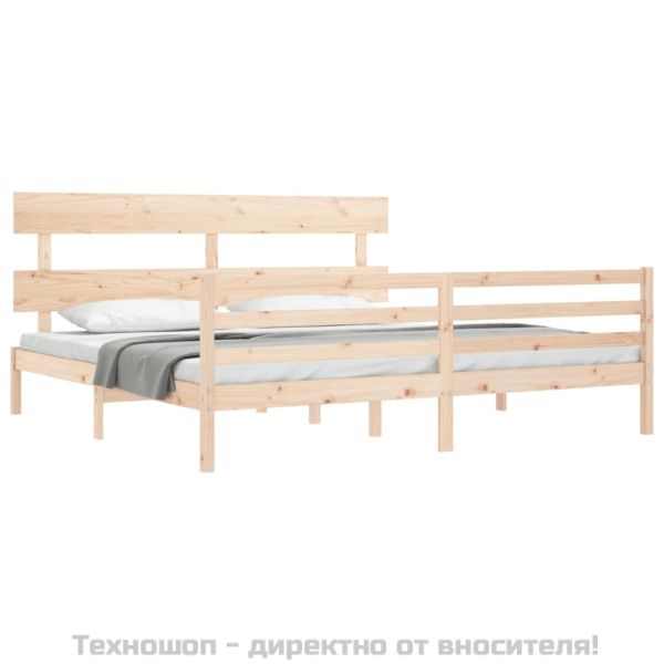 Рамка за легло с табла, 200x200 см, дърво масив