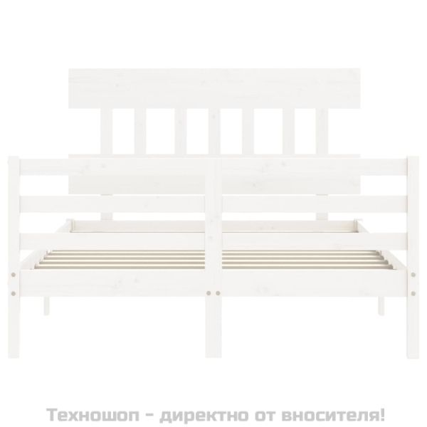 Рамка за легло с табла, бяла, 140х200 см, масивно дърво