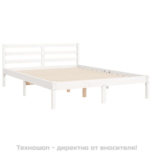 Рамка за легло с табла, бяла, 140х200 см, масивно дърво