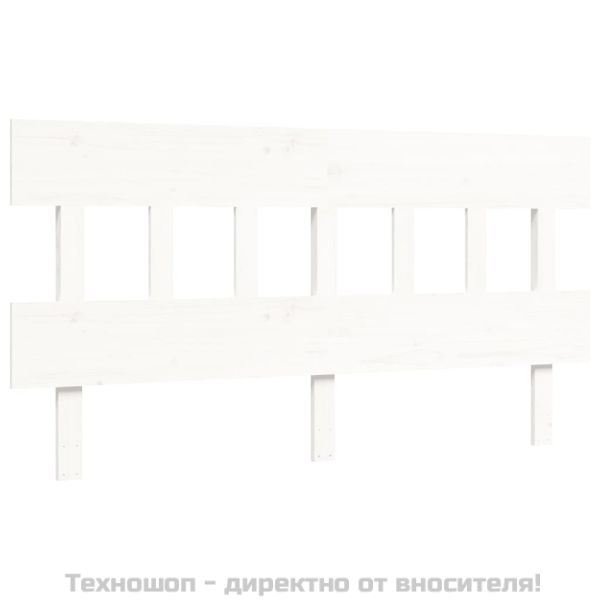 Рамка за легло с табла, бяла, 160х200 см, масивно дърво