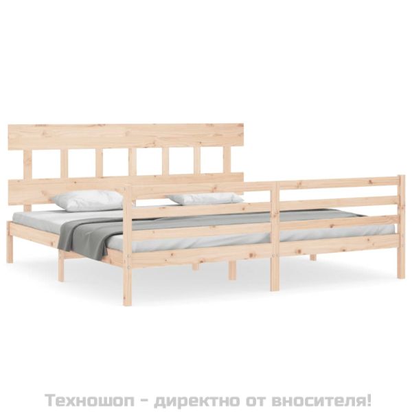 Рамка за легло с табла, 200x200 см, дърво масив