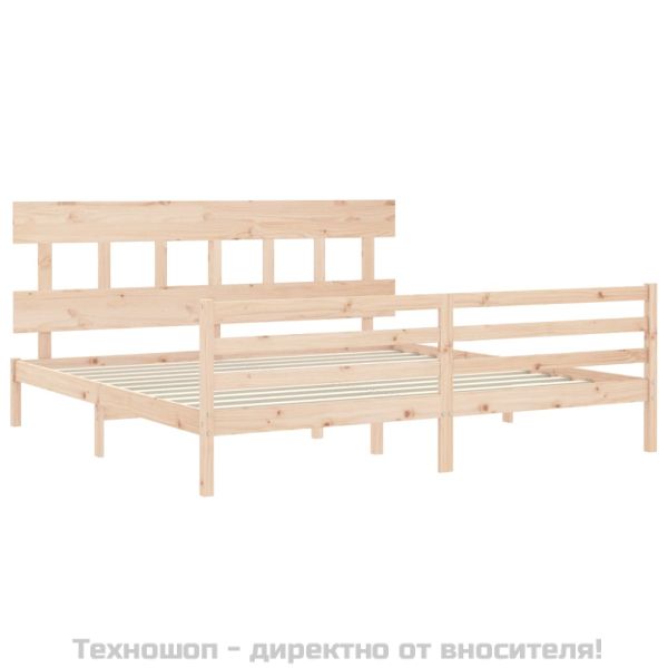 Рамка за легло с табла, 200x200 см, дърво масив