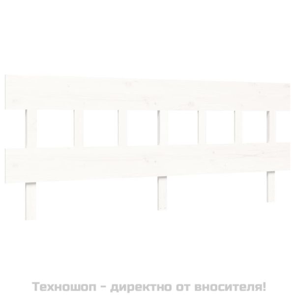 Рамка за легло с табла, бяла, 200x200 см, масивно дърво