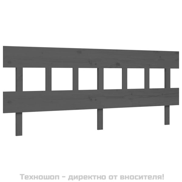 Рамка за легло с табла, сива, 200х200 см, масивно дърво