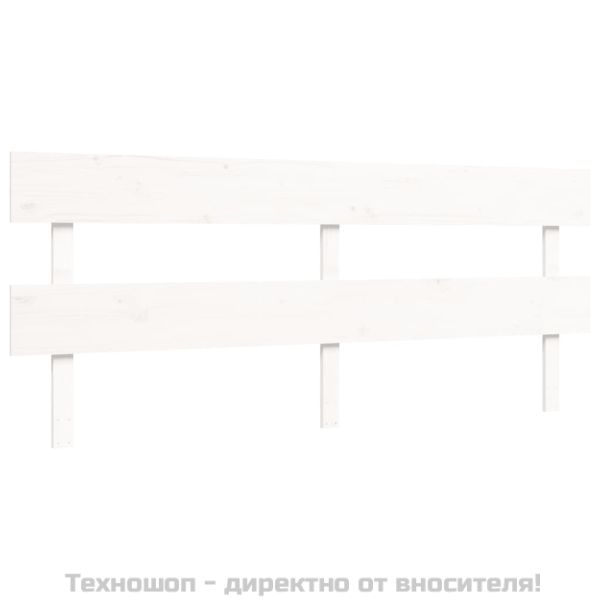 Рамка за легло с табла, бяла, 200x200 см, масивно дърво