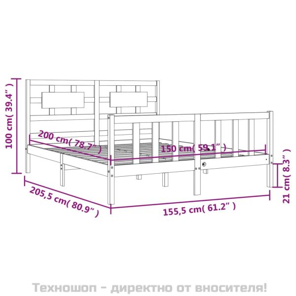 Рамка за легло с табла King Size масивно дърво