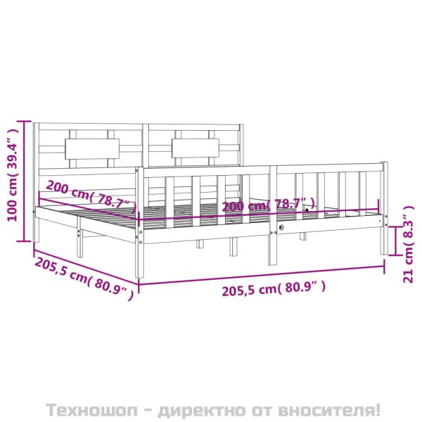 Рамка за легло без матрак 200x200 см масивна чамова дървесина