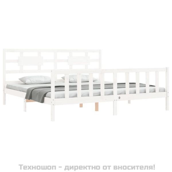 Рамка за легло без матрак, бял, 200x200 см, бор масив