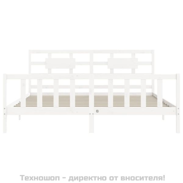 Рамка за легло без матрак, бял, 200x200 см, бор масив