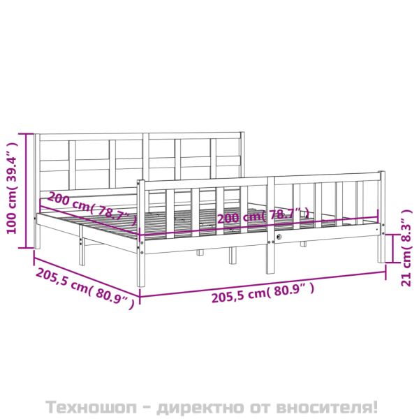 Рамка за легло без матрак 200x200 см масивна чамова дървесина