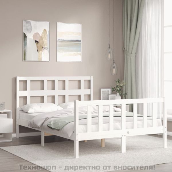 Рамка за легло без матрак, бял, 140x200 см, бор масив