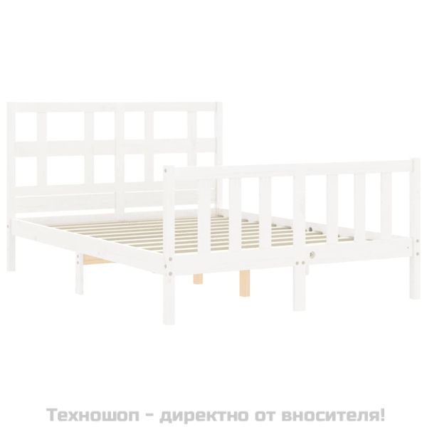 Рамка за легло без матрак, бял, 140x200 см, бор масив