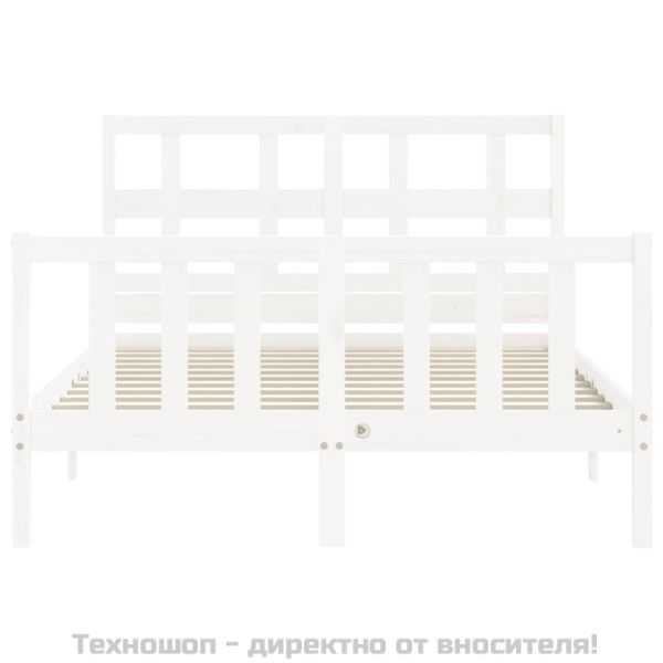 Рамка за легло без матрак, бял, 140x200 см, бор масив